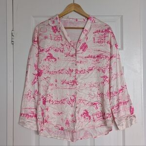 Elegant Pink and White Women's Pajama Set